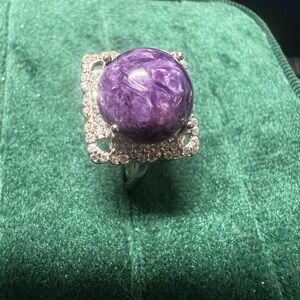 Elegant Purple charoite  Stone Silver Ring